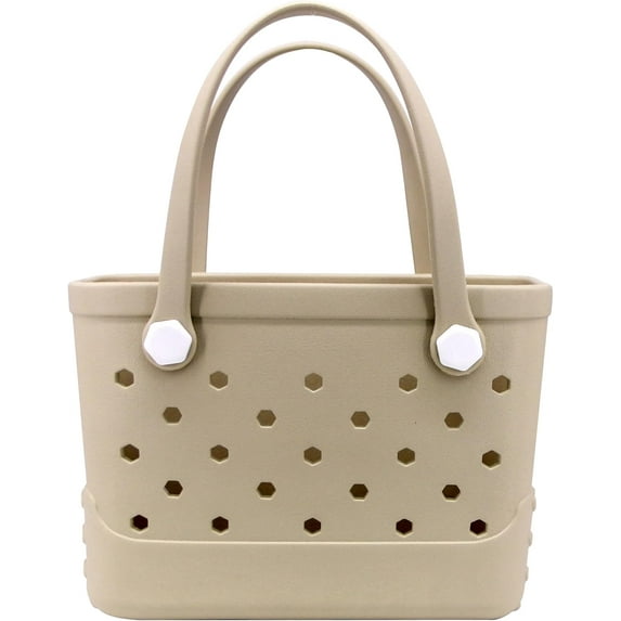 ROVTIULI Waterproof Sandproof Beach Bag for Women - Small Portable Plastic Rubber Tote, Washable Open Top Handbag for Outdoor Travel