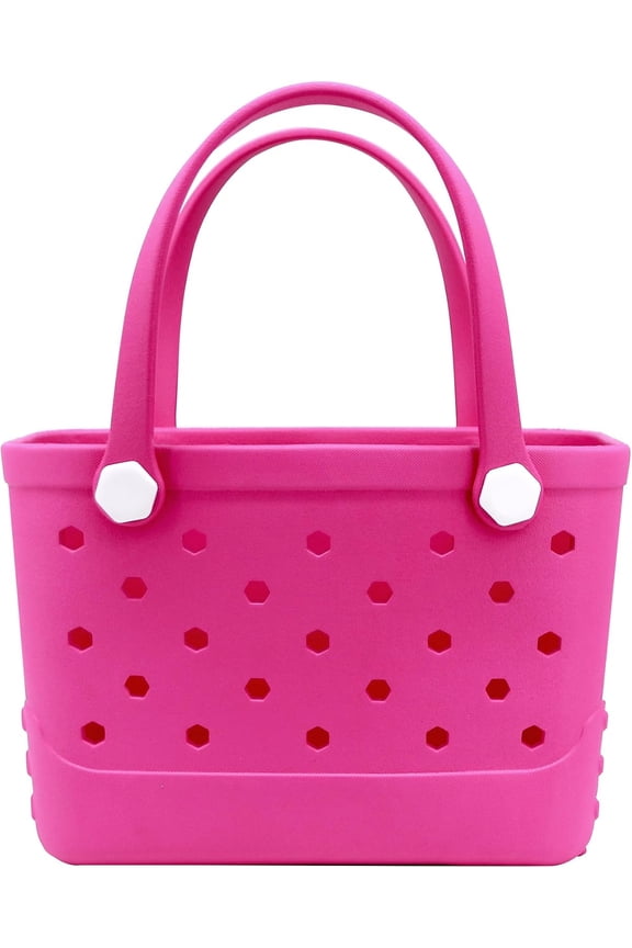 Waterproof Sandproof Beach Bag for Women - Small Portable Plastic Rubber Tote, Washable Open Top Handbag for Outdoor Travel