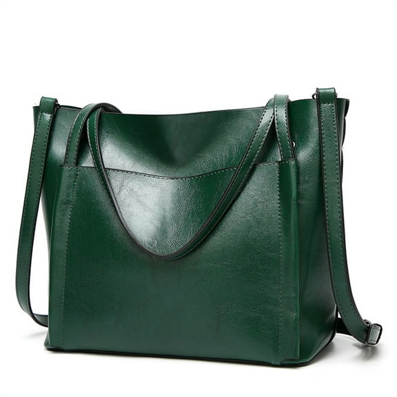 ROVTIULI Women Lady Large Leather Shoulder Tote Handbag Purse Bag Dark Green