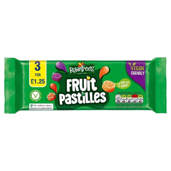 ROWNTREE FRUIT PASTILLES ORIGINAL FROM THE UK 3PK 3X42.8G