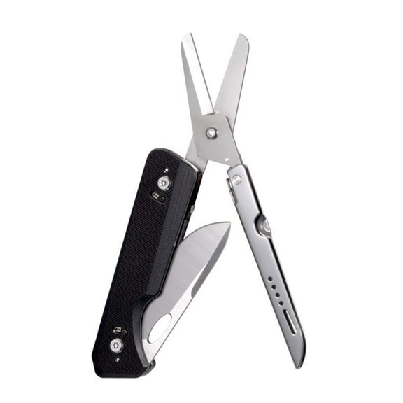 ROXON S501U Utility Knife - 17 Interchangeable Blades, Full-Size Scissors, G10 Handle