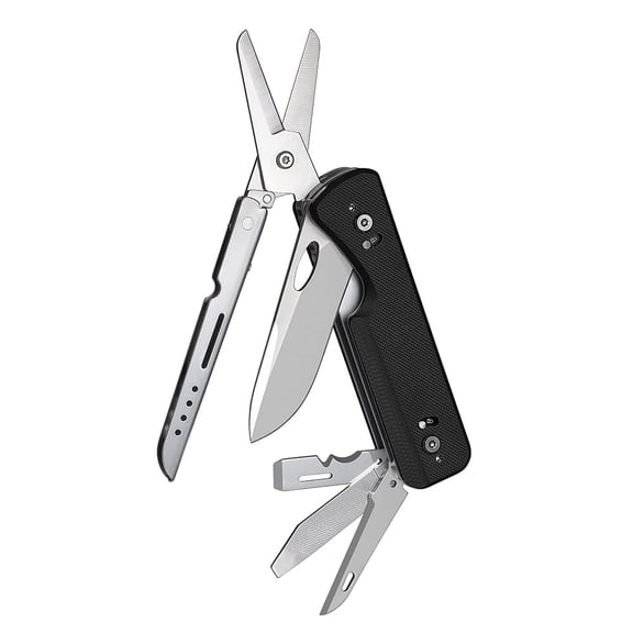 ROXON S505G Flex Shears-Modular Design Multitool with Fixed Big Scissor-Interchangeable Blade of BA01-BA17 & Changeable Implements of FT01-FT12Black