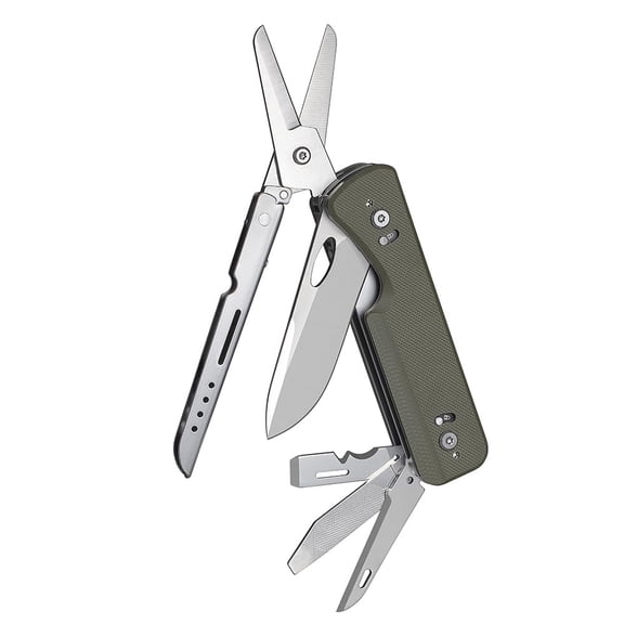 ROXON S505G Flex Shears-Modular Design Multitool with Fixed Big Scissor-Interchangeable Blade of BA01-BA17 & Changeable Implements of FT01-FT12Green