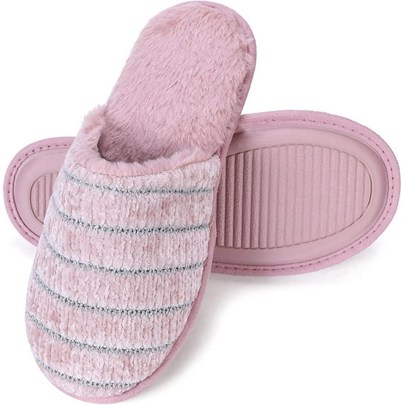 ROXONI Women Slipper Cozy Memory Foam, Indoor Outdoor Rubber Sole