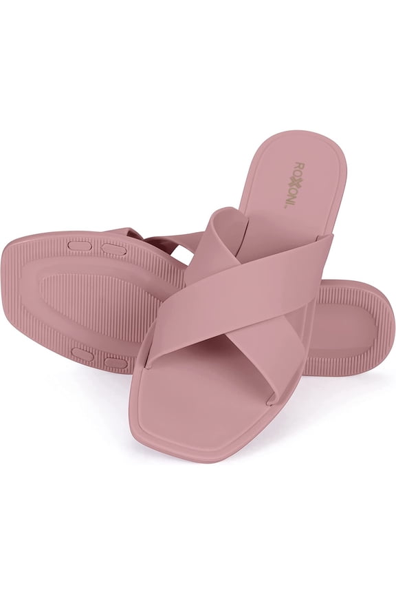 Women Slippers Shower Pool Sandals Criss Cross Bathroom Quick Drying Slippers