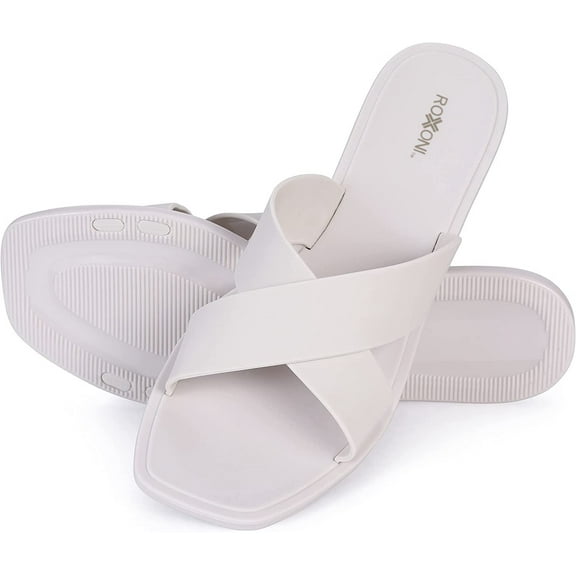 ROXONI Women Slippers Shower Pool Sandals Criss Cross Bathroom Quick Drying Slippers
