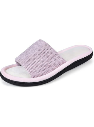 Roxoni Women's Cross Band Real Fur Slipper 2 Tone Color Cozy Warm Comfy  Slip On Breathable Open Toe Anti-Skid Rubber Sole - Pink - ShopStyle