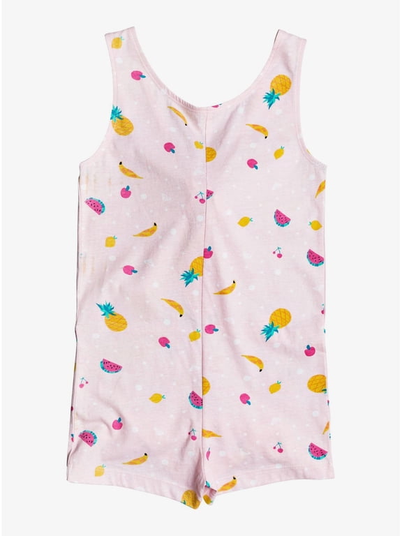 GIRLS ROMPER - REMEMBER SZ 4 - COVER UP FRUITS PINK GRAPHIC STRAPPY
