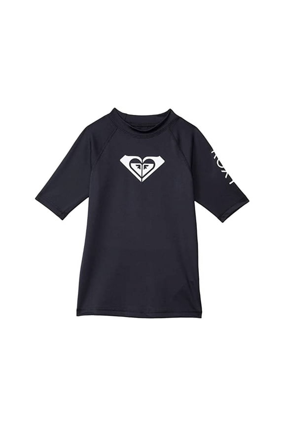 GIRLS TOP - RASHGUARD SZ 4 BLACK- TEE SHIRT SHORT SLEEVE UPF 50+ KIDS