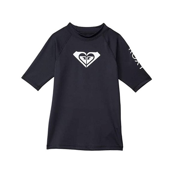 ROXY GIRLS TOP - RASHGUARD SZ 4 BLACK- TEE SHIRT SHORT SLEEVE UPF 50+ KIDS