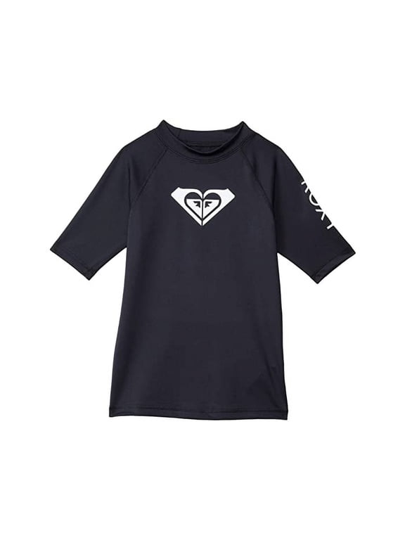 GIRLS TOP - RASHGUARD SZ 4 BLACK- TEE SHIRT SHORT SLEEVE UPF 50+ KIDS