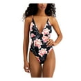 thumbnail image 1 of ROXY Women's Black Floral Stretch Deep V Neck Moderate Coverage One Piece Swimsuit M, 1 of 4