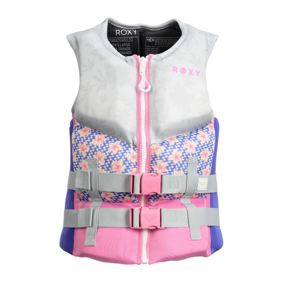 ROXY Women's Life Vest, USCG and Transport Canada Approved PFD, Evoprene CGA Life Jacket, Personal Flotation Device for Jet Skiing Wakeboarding Rafting Sailing Surfing Boating Water Sports - L