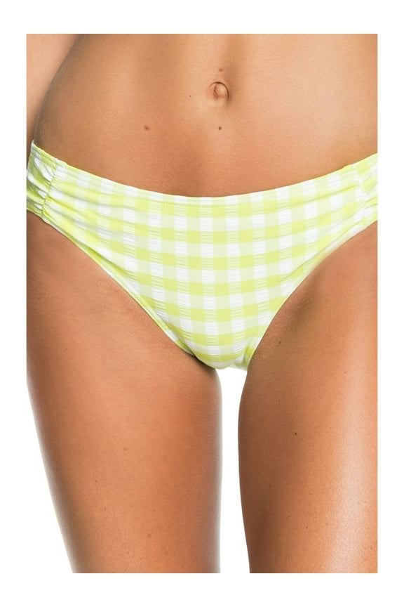 Women's Yellow Printed Full Coverage Lined Stretch Beautiful Sun Bikini Swimsuit Bottom L