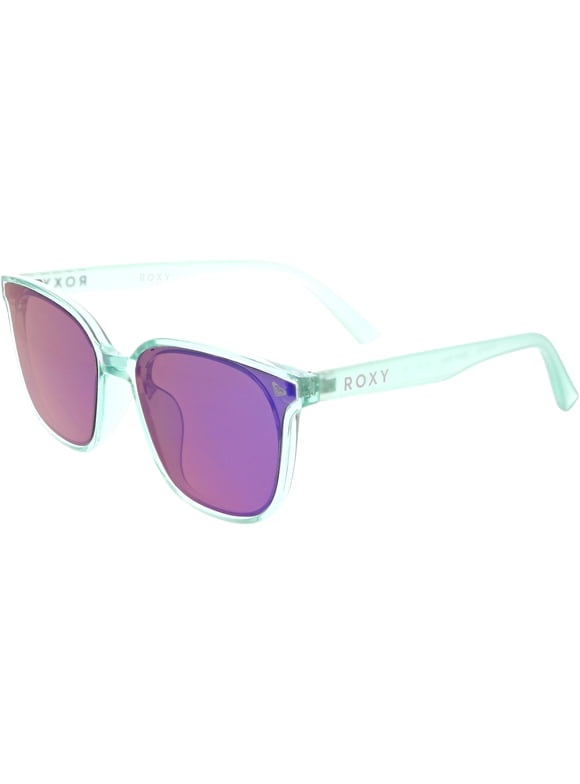Women's Catty Square Sunglasses with Inlay Lens - Shiny Crystal Mint, Includes Pouch