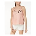 thumbnail image 1 of ROXY Womens Pink Embroidered Spaghetti Strap Scoop Neck Top S, 1 of 4