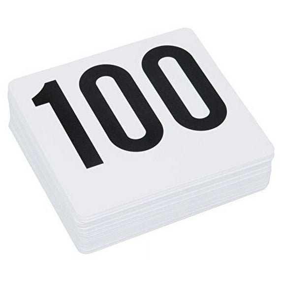 ROY TN 1 100 -Royal Industries Number 1-100 Plastic Number Card Set, Plastic, 4'' by 4'', White Base with Black Numbers