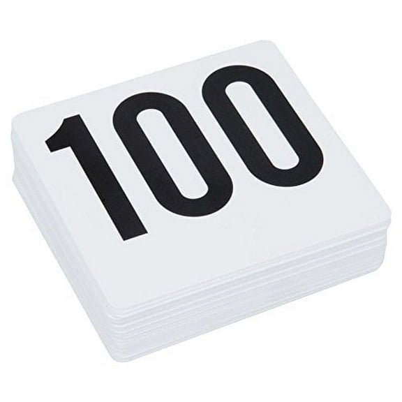 ROY TN 1 100 -Royal Industries Number 1-100 Plastic Number Card Set, Plastic, 4'' by 4'', White Base with Black Numbers