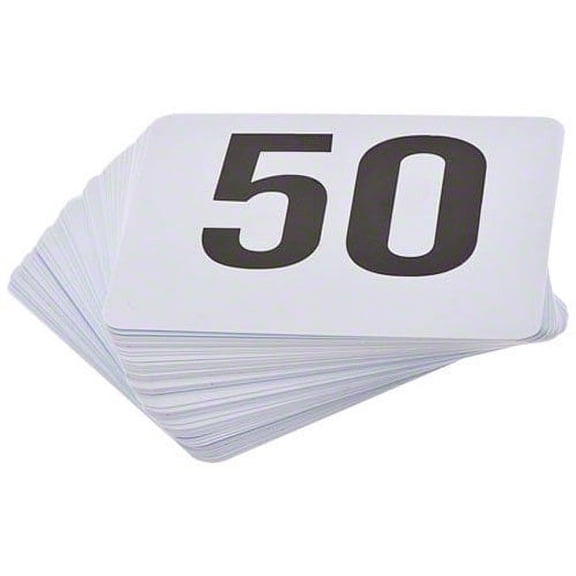 ROY TN 1 50 -Royal Industries Number 1-50 Plastic Number Card Set, Plastic, 4'' by 4'', White Base with Black Numbers