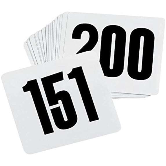ROY TN 151 200 -Royal Industries Number 151-200 Plastic Number Card Set, Plastic, 4'' by 4'', White Base with Black Numbers