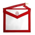 thumbnail image 1 of ROYAL ARCH CHAPTER APRON - RED VELVET WITH TRIPLE TAU INSIGNIA AND GOLDEN FASTENER, 1 of 5