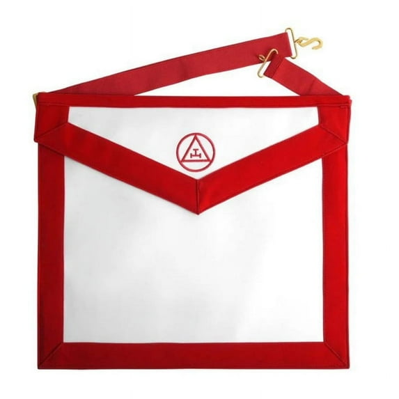 ROYAL ARCH CHAPTER APRON - RED VELVET WITH TRIPLE TAU INSIGNIA AND GOLDEN FASTENER
