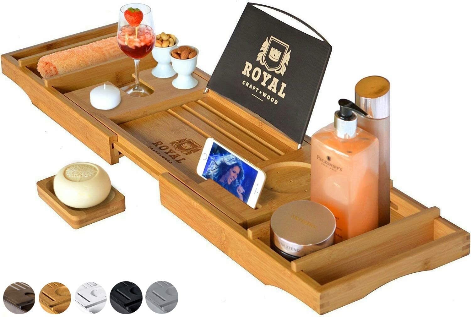 Royal Craft Wood Expandable Bamboo Bathtub Tray Caddy – Bathroom Caddy Organizer for Bath Tub with Tablet, Wine Glass & Soap Holder – Relaxing Spa Bath Shelf for Home Us (Natural) - Walmart.com