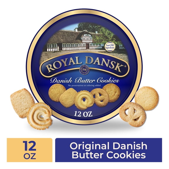 Royal Dansk Danish Butter Cookies, Premium Assorted Cookies in Gift Tin, Great for Sharing and Gifting, 12 oz