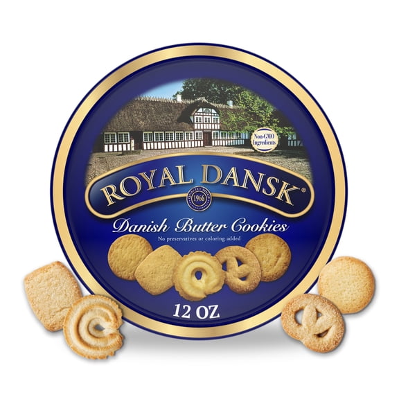 Royal Dansk Danish Butter Cookies, Premium Assorted Cookies in Gift Tin, Great for Sharing and Gifting, 12 oz