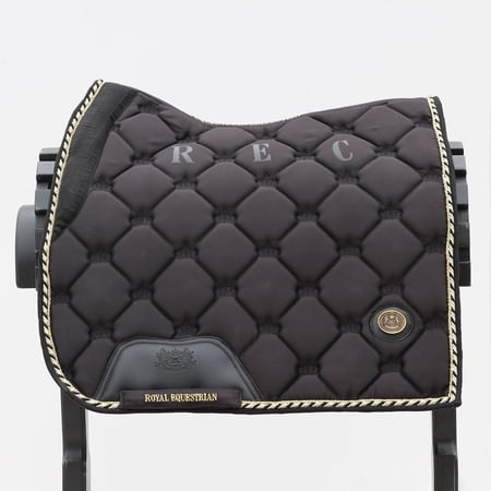 ROYAL EQUESTRIAN DRESSAGE SADDLE PAD BLACK GOLD FULL