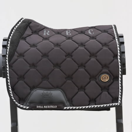 ROYAL EQUESTRIAN DRESSAGE SADDLE PAD BLACK SILVER FULL