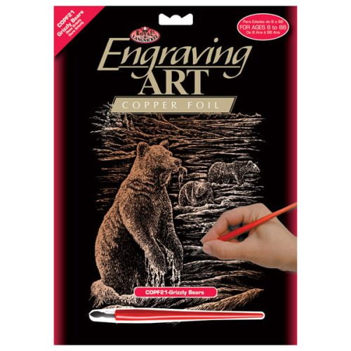 ROYAL LANGNICKEL ART Grizzly Bears Engraving Art Copper Foil