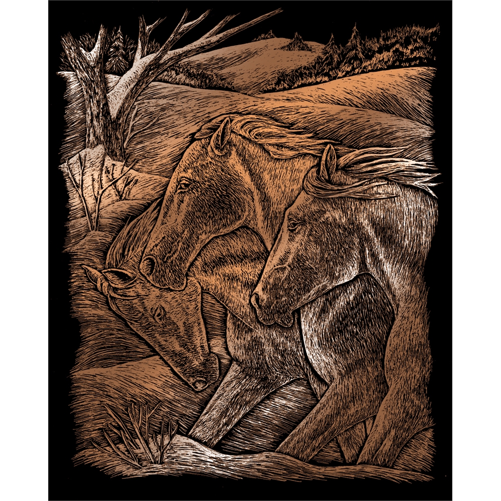 ROYAL LANGNICKEL ART Horse Trio Copper Foil Engraving Art Kit