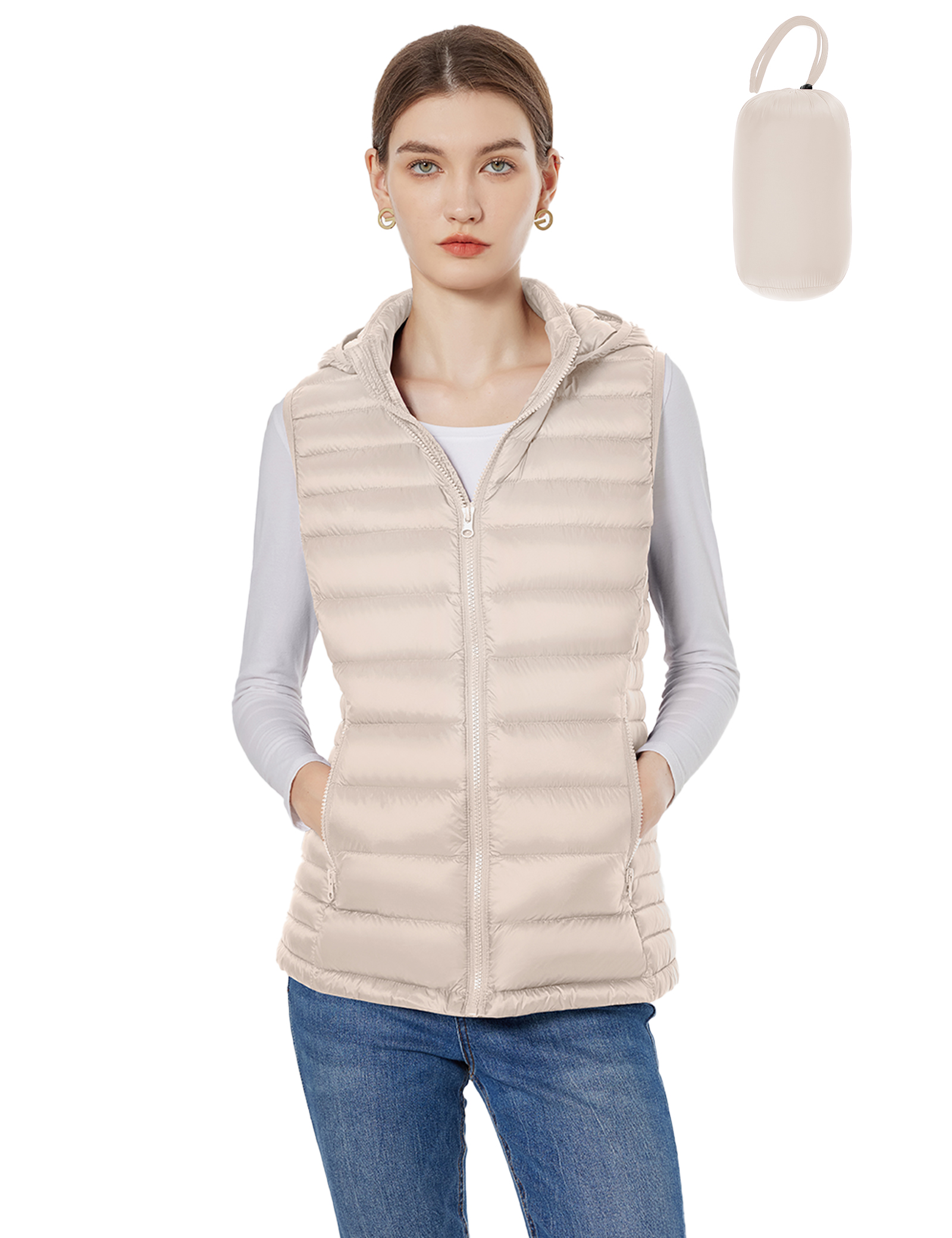 women's down vest with hood