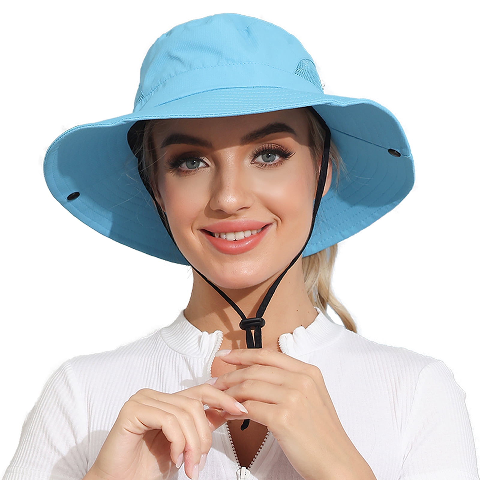 ROYAL MATRIX Women's Outdoor UV Protection Sun Hat Foldable Fishing Hats Mesh Wide Brim Beach