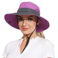 thumbnail image 1 of ROYAL MATRIX Women's Outdoor UV Protection Sun Hat Foldable Fishing Hats Mesh Wide Brim Beach Cap with Ponytail Hole Purple & Grey, 1 of 5