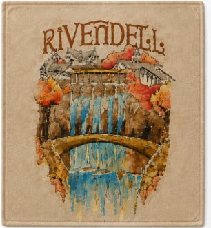 ROYAL PLUSH RASCHEL 50X60 THROW LORD OF THE RINGS - RIVENDELL CROSSING