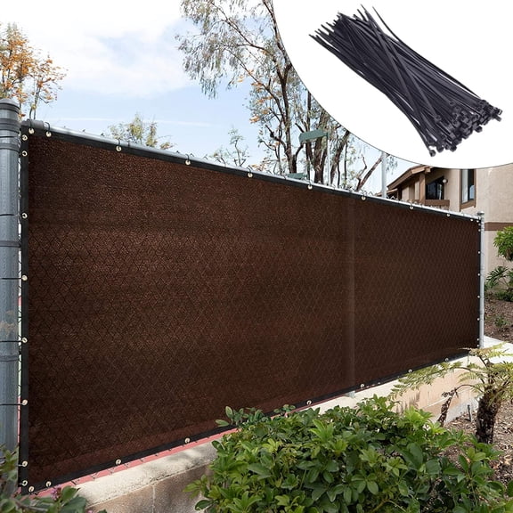 ROYAL SHADE Custom Made 8' x 50' Brown Privacy Fence Screen Windscreen with Grommets & Bindings, 90% Shade Blockage Heavy Duty Outdoor Privacy Screen, Custom Size Available, Cable Zip Ties Included