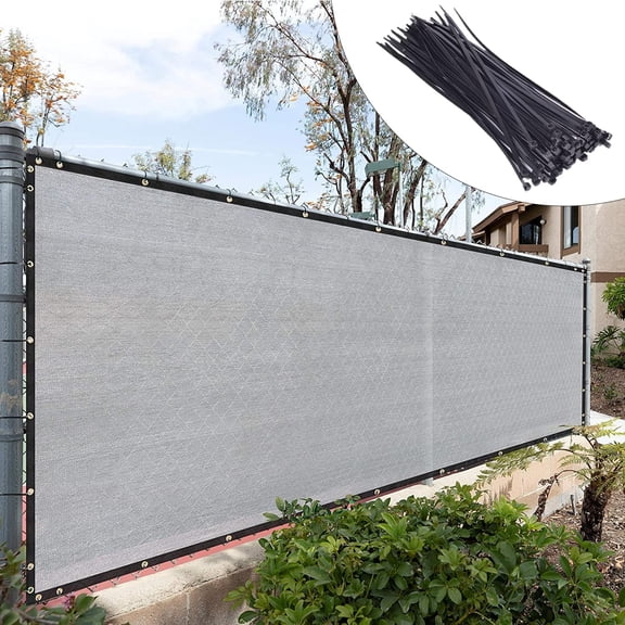 ROYAL SHADE Custom Made 8' x 50' Grey Privacy Fence Screen Windscreen with Grommets & Bindings, 90% Shade Blockage Heavy Duty Outdoor Privacy Screen, Custom Size Available, Cable Zip Ties Included