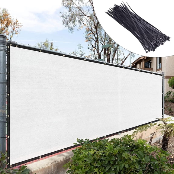 ROYAL SHADE Custom Made 8' x 50' White Privacy Fence Screen Windscreen with Grommets & Bindings, 90% Shade Blockage Heavy Duty Outdoor Privacy Screen, Custom Size Available, Cable Zip Ties Included
