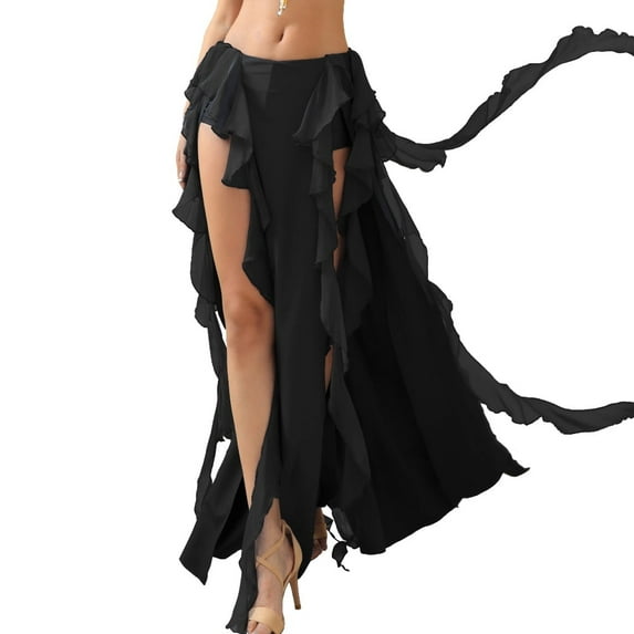 ROYAL SMEELA Belly Dance Skirt Chiffon Belly Dancing Skirt Bellydance Skirts Belly Dancer Costumes for Women Black