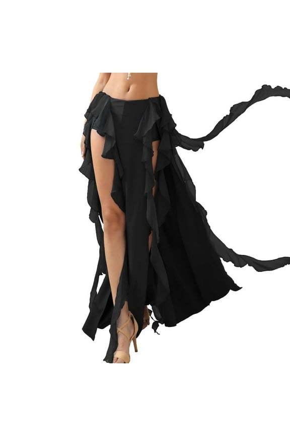 Belly Dance Skirt Chiffon Belly Dancing Skirt Bellydance Skirts Belly Dancer Costumes for Women Black