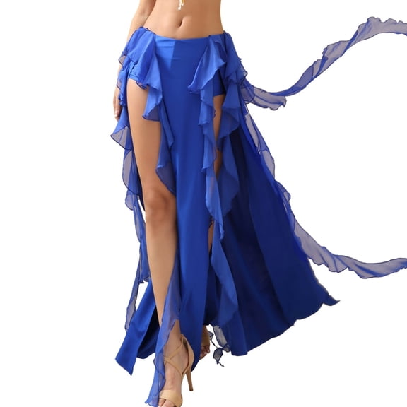 ROYAL SMEELA Belly Dance Skirt Chiffon Belly Dancing Skirt Bellydance Skirts Belly Dancer Costumes for Women Dark Blue