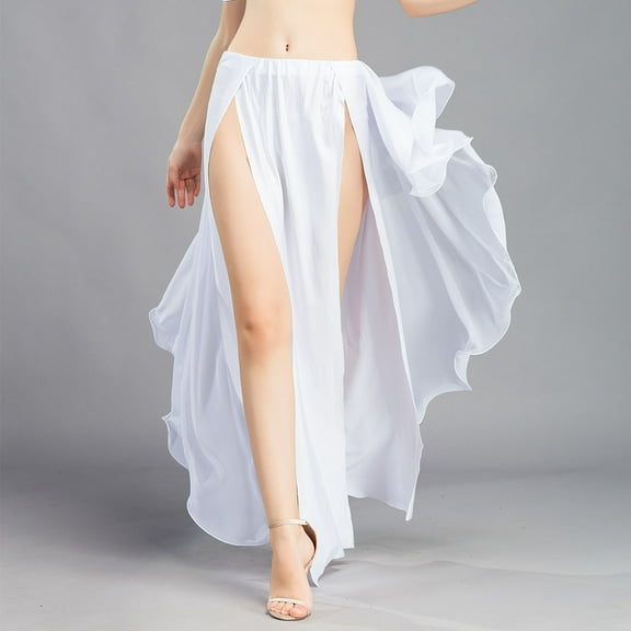 ROYAL SMEELA Chiffon Belly Dance Skirt Belly Dance Costume for Women Dancing Dress One Size White