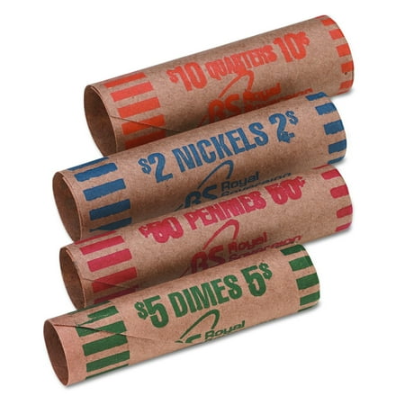 Royal Sovereign Preformed Tubular Coin Wrappers, 216 per Box