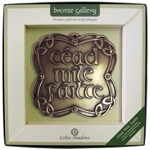 ROYAL TARA Cead Mile Failte Bronze Plated Wall Plaque 6in x 6in from Ireland