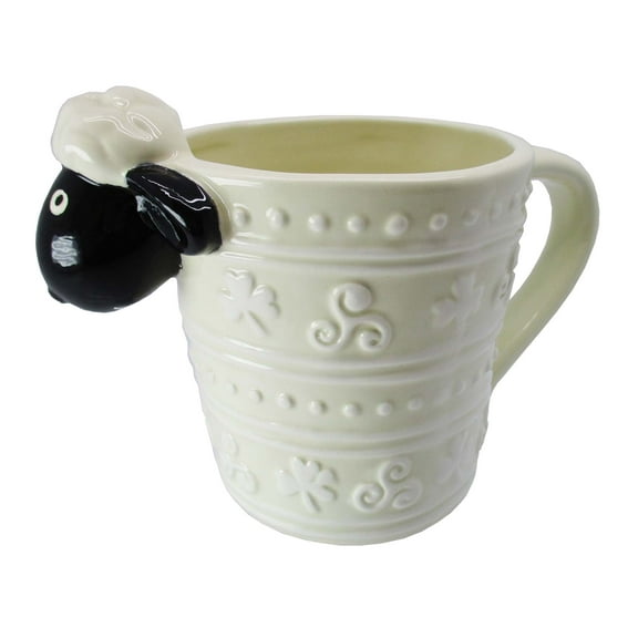 ROYAL TARA Irish Cup Woolly Ware Sheep Coffee Mug Hand-Painted 380ml/ 13fl oz White Color - Gift from Ireland