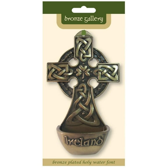 ROYAL TARA Traditional Ireland Bronze Plated Holy Water Font 6in x 3.5in Celtic Style