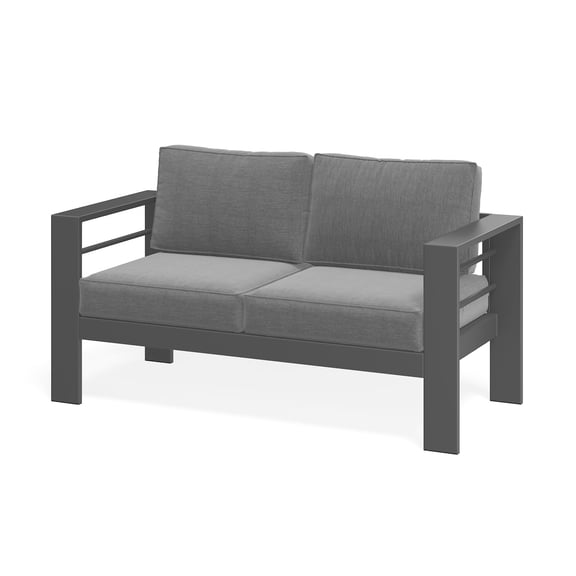 ROYALCRAFT Patio Furniture Metal Loveseat, Metal Outdoor Chairs with Upgraded Cushions, All-weather Outdoor 2 Seats Sofa Couch for Balcony, Garden, Deck, Backyard, Grey