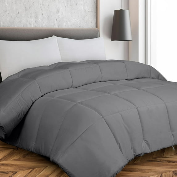 ROYALE California King Comforter - All Season Down Alternative Bedding Comforters - Lightweight Quilted Comforter with Corner Tab- Soft Luxury Hotel Comforters- Box Stitch Duvet Insert (KingCal Grey)